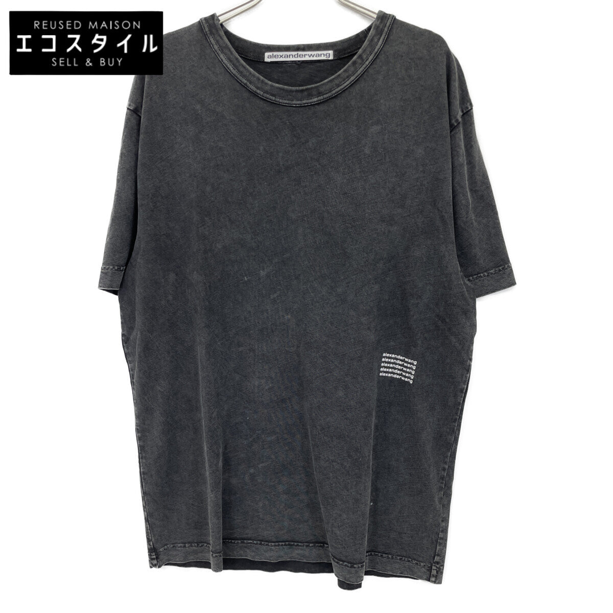 ALEXANDER WANG アレキサンダーワン 【国内正規】UCC2221527 ロゴプリント ウォッシュ加工 半袖Tシャツ/ トップス XL