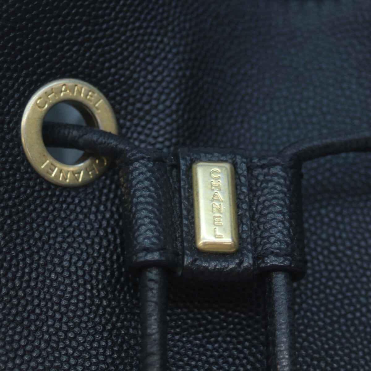 CHANEL シャネル 28番台 AS1045 黒 キャビア ドーヴィル ドローストリング 巾着チェーンショルダー ショルダーバッグ