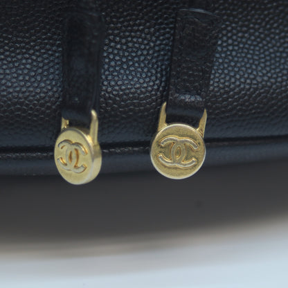 CHANEL シャネル 28番台 AS1045 黒 キャビア ドーヴィル ドローストリング 巾着チェーンショルダー ショルダーバッグ