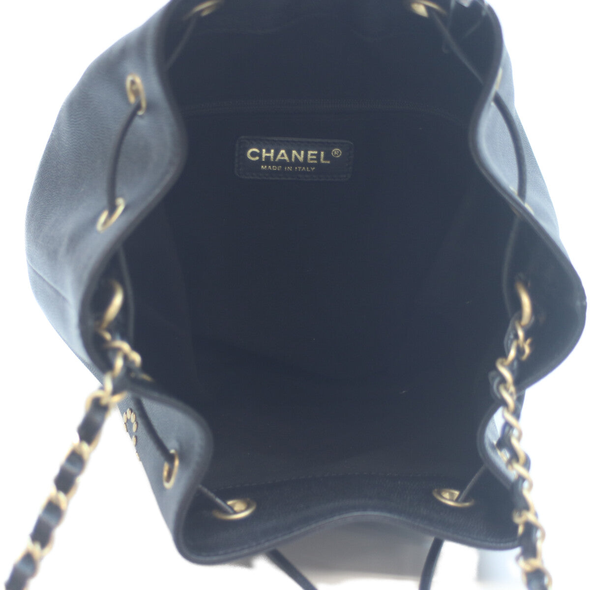CHANEL シャネル 28番台 AS1045 黒 キャビア ドーヴィル ドローストリング 巾着チェーンショルダー ショルダーバッグ