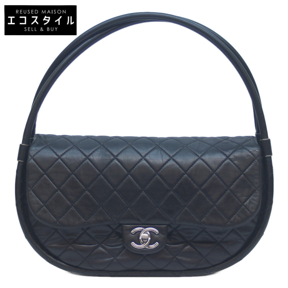 CHANEL シャネル 18番台 黒 ラムスキン フラフープマトラッセ ショルダーバッグ