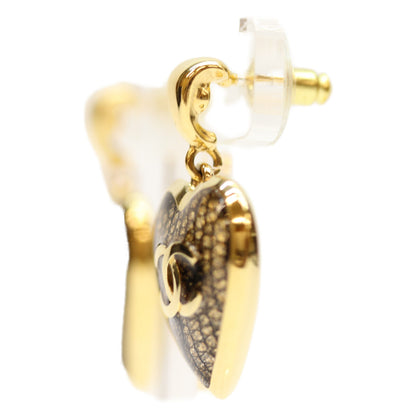 CHANEL シャネル C24K ｺﾞｰﾙﾄﾞ ﾌﾞﾗｯｸ ﾊｰﾄ ﾚｰｽﾃﾞｻﾞｲﾝ ｺｺﾏｰｸﾋﾟｱｽ ピアス