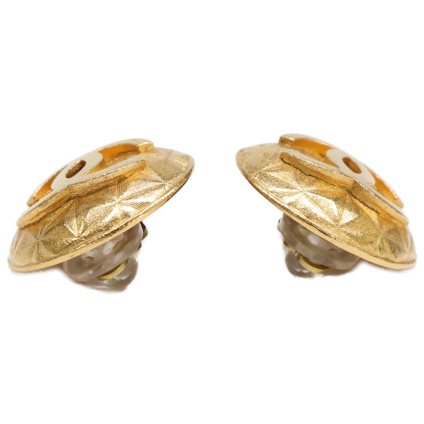 CHANEL シャネル 美品 95A ラウンドココ 格子 イヤリング