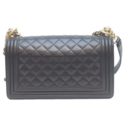 CHANEL シャネル 23番 ブラック ラム G金具 ボーイシャネル ショルダーバッグ