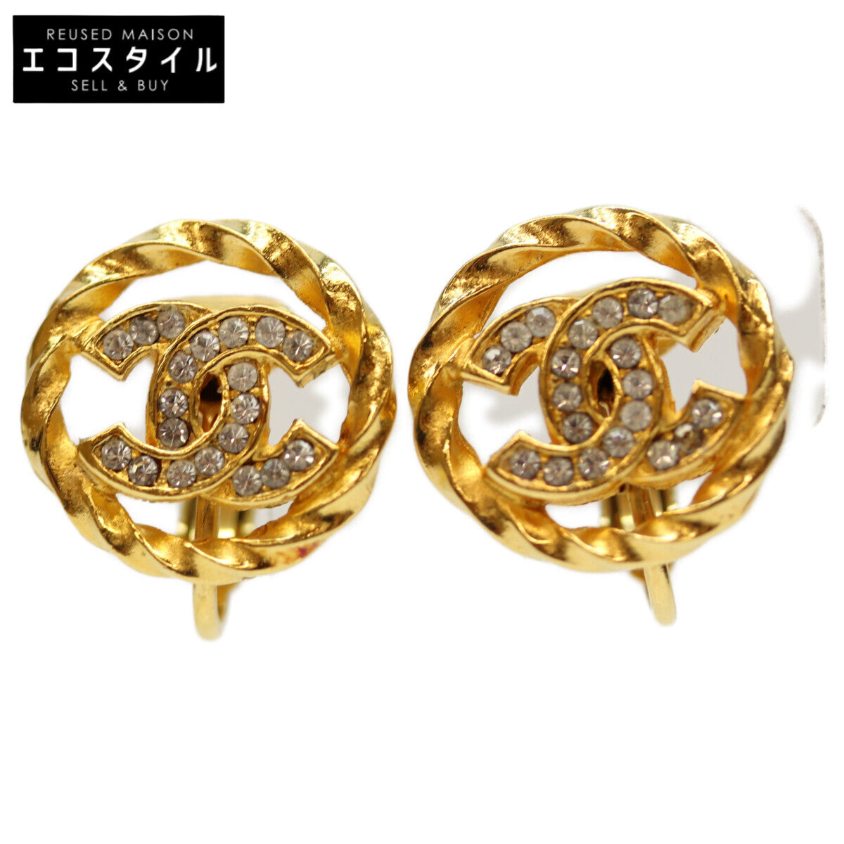 CHANEL シャネル 2137 GP ﾗｲﾝｽﾄｰﾝ ｻｰｸﾙｺｺﾏｰｸ ｲﾔﾘﾝｸﾞ イヤリング