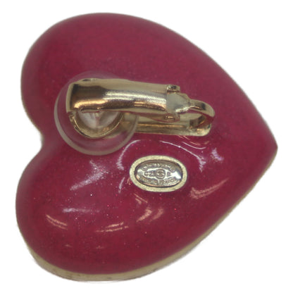 CHANEL シャネル C23P GP ピンク ラインストーン ハートココマーク イヤリング イヤリング