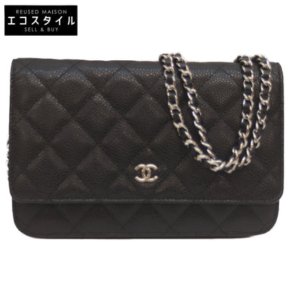 CHANEL シャネル AP0250 27番 ブラック キャビア SV金具 チェーンウォレット 長財布（小銭入れあり）