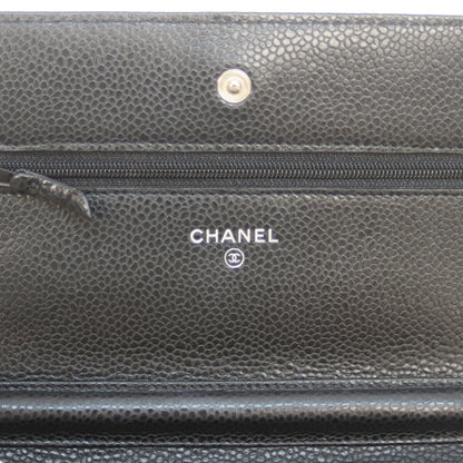 CHANEL シャネル AP0250 27番 ブラック キャビア SV金具 チェーンウォレット 長財布（小銭入れあり）