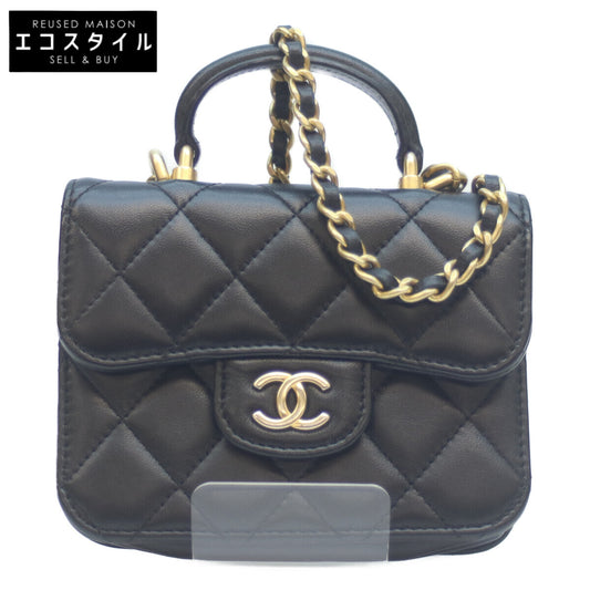 CHANEL シャネル 31番 AP2200 ブラック ラム G金具 ミニミニマトラッセ トップハンドル 2WAYチェーンショルダー ショルダーバッグ