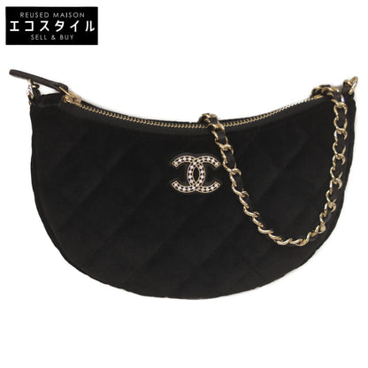 CHANEL シャネル 24年イヤーズギフト 黒 ベロア ハーフムーン チェンショルダー ショルダーバッグ