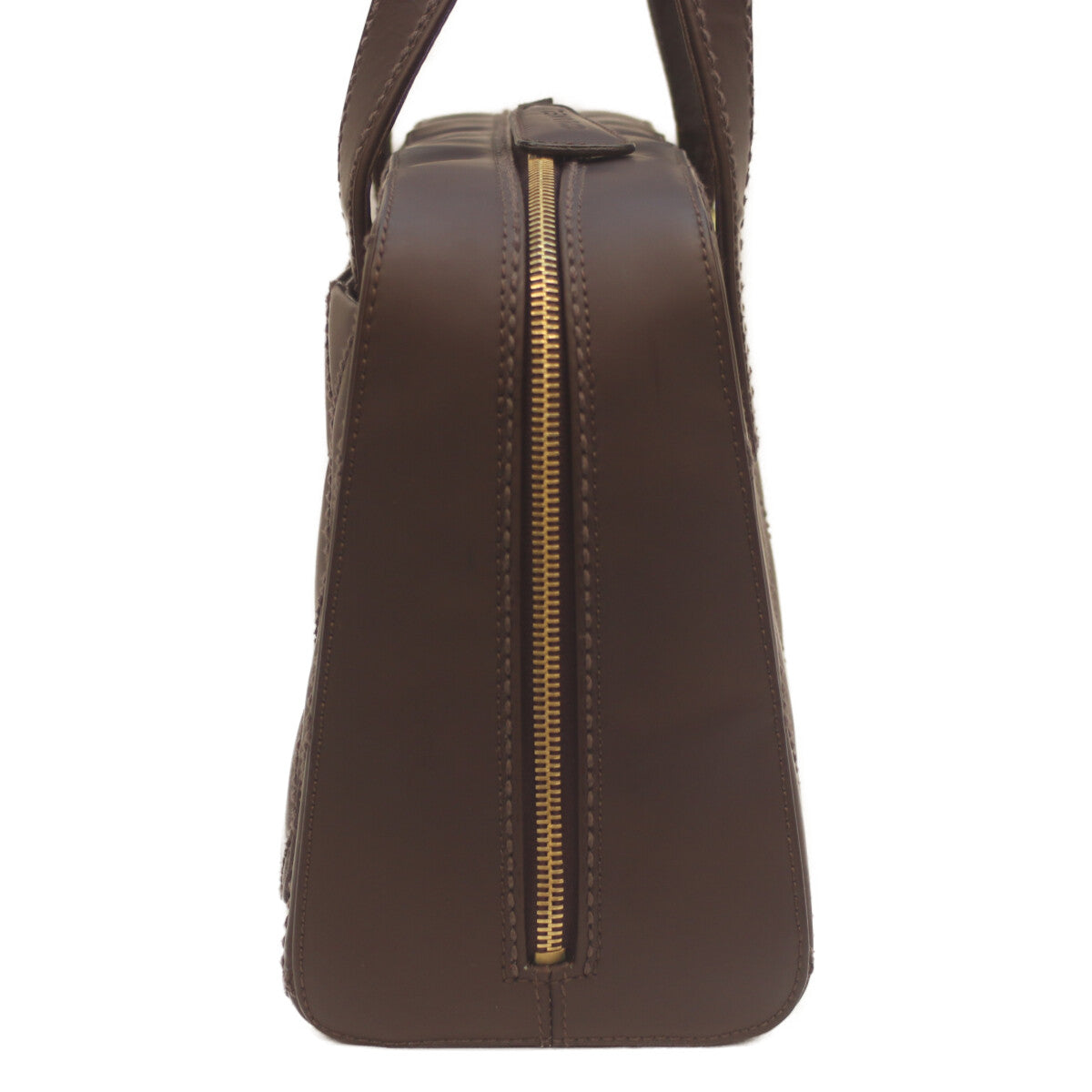 CHANEL シャネル 8番 ブラウン ワイルドステッチ Wファスナー ミニボストン ハンド ボストンバッグ