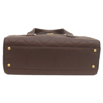 CHANEL シャネル 8番 ブラウン ワイルドステッチ Wファスナー ミニボストン ハンド ボストンバッグ