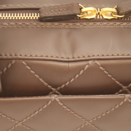 CHANEL シャネル 8番 ブラウン ワイルドステッチ Wファスナー ミニボストン ハンド ボストンバッグ