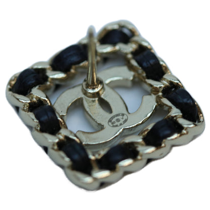 CHANEL シャネル B21V GP ラインストーン 編み込み スクエアピアス ピアス