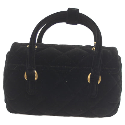 CHANEL シャネル 黒 G金具 ベロア 2WAYミニハンド ミニボストン ショルダーバッグ