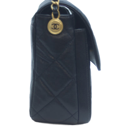 CHANEL シャネル AS4908 黒 キャビア グレインドカーフスキン G金具 ミニシングルフラップショルダー ショルダーバッグ W23