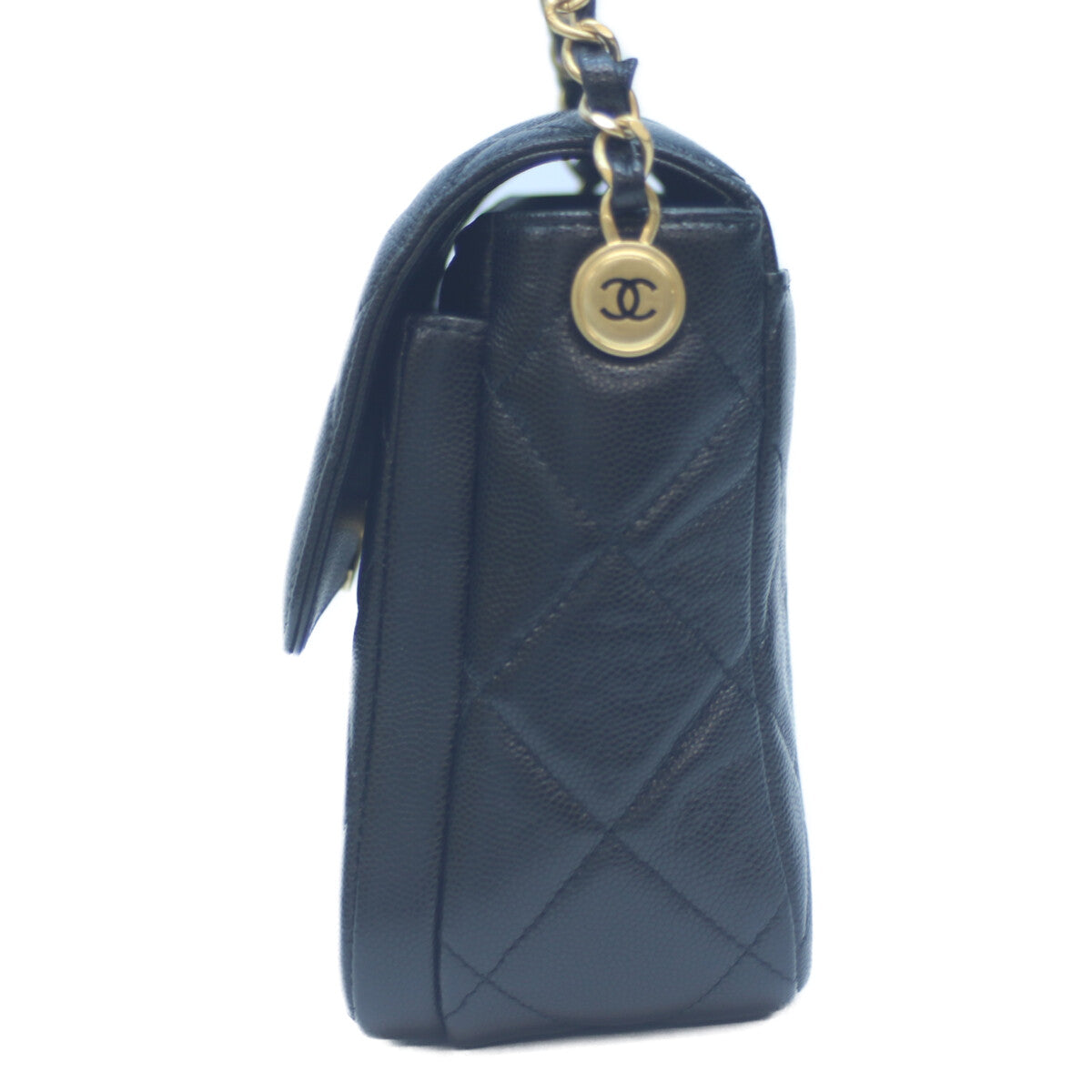 CHANEL シャネル AS4908 黒 キャビア グレインドカーフスキン G金具 ミニシングルフラップショルダー ショルダーバッグ W23