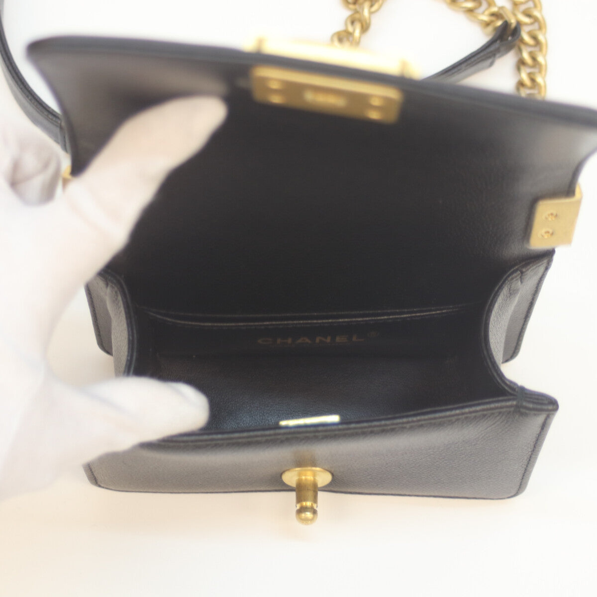 CHANEL シャネル A67364 黒 キャビア G金具 ミニボーイシャネル15 チェーンショルダー ショルダーバッグ