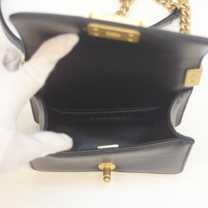 CHANEL シャネル A67364 黒 キャビア G金具 ミニボーイシャネル15 チェーンショルダー ショルダーバッグ