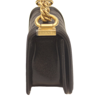 CHANEL シャネル A67364 黒 キャビア G金具 ミニボーイシャネル15 チェーンショルダー ショルダーバッグ