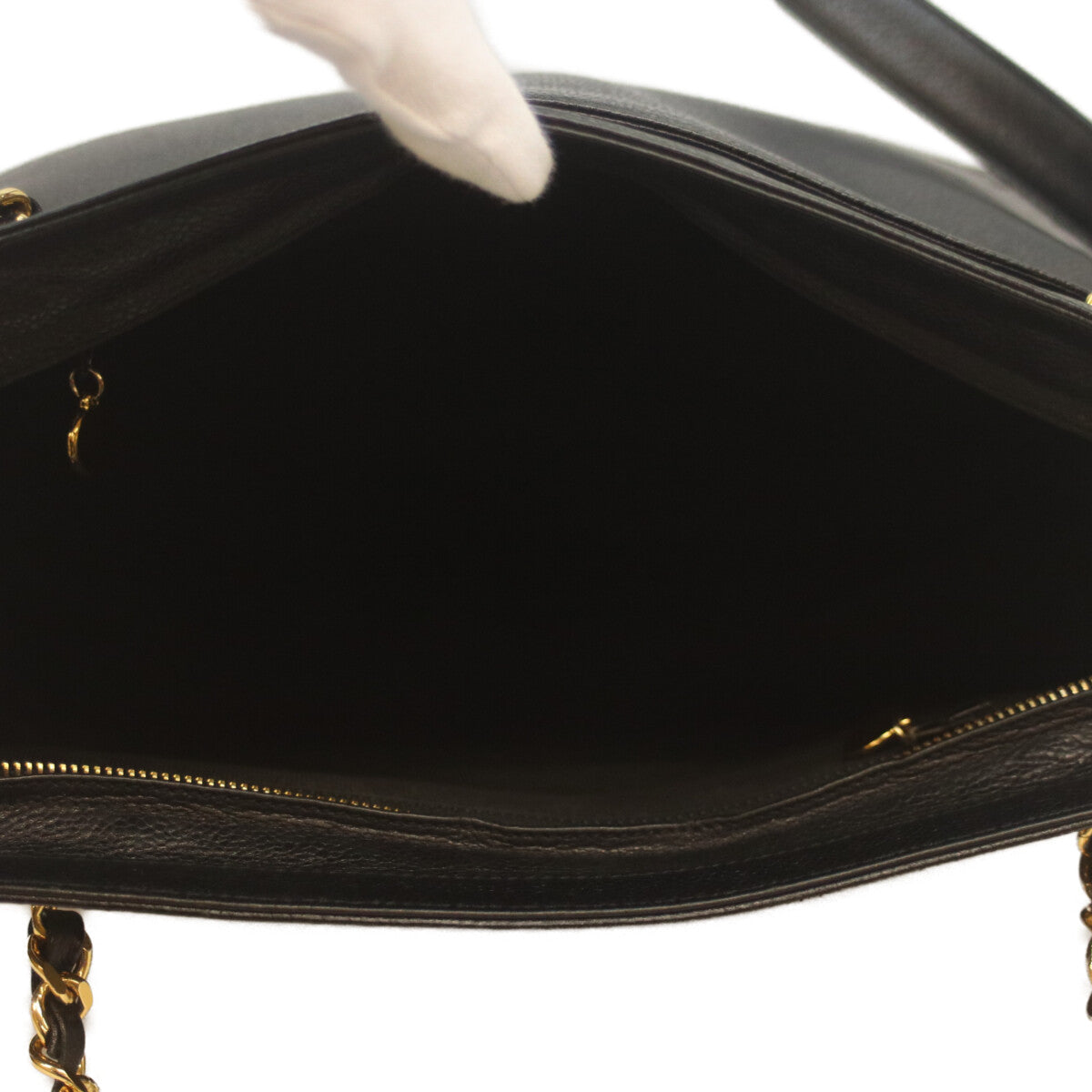 CHANEL シャネル 2番 黒 キャビア G金具 トリプルココ チェーントート トートバッグ