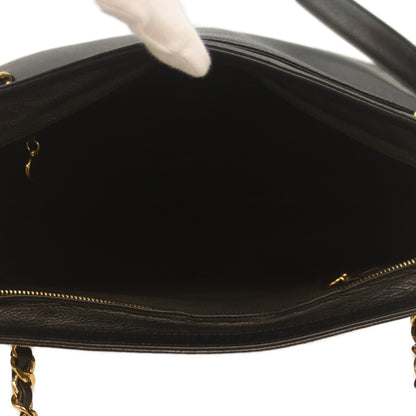 CHANEL シャネル 2番 黒 キャビア G金具 トリプルココ チェーントート トートバッグ