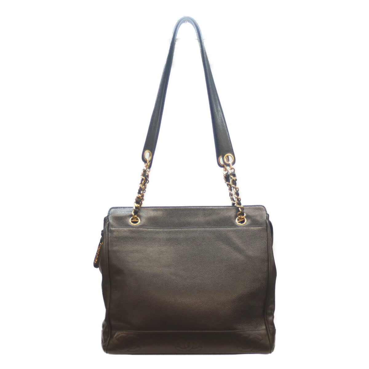 CHANEL シャネル 2番 黒 キャビア G金具 トリプルココ チェーントート トートバッグ