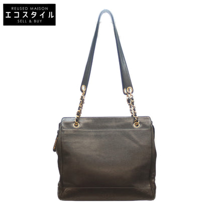 CHANEL シャネル 2番 黒 キャビア G金具 トリプルココ チェーントート トートバッグ