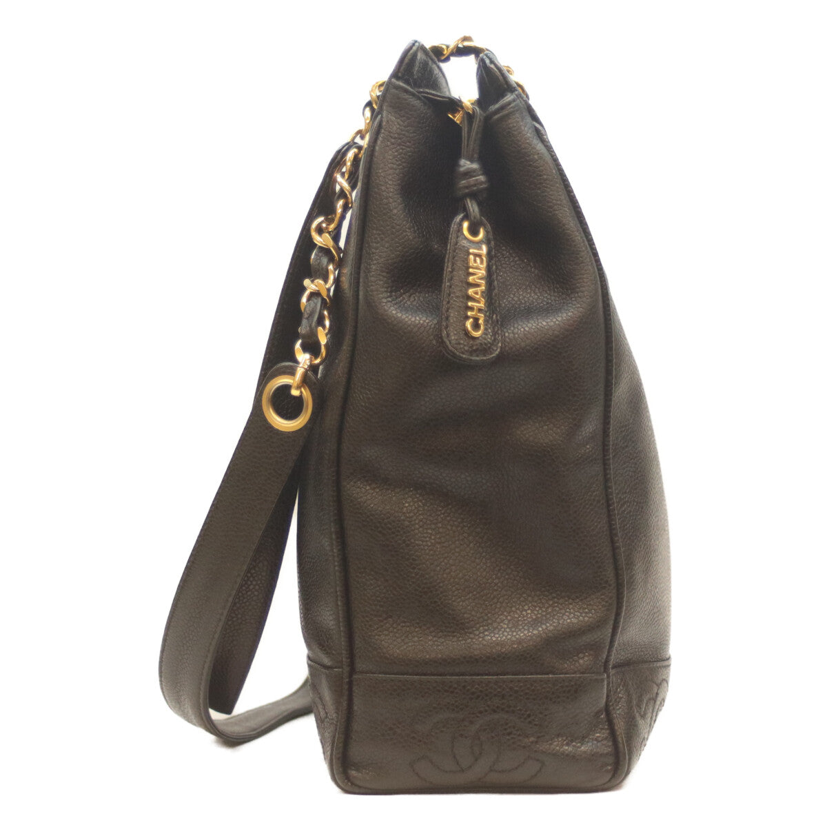 CHANEL シャネル 2番 黒 キャビア G金具 トリプルココ チェーントート トートバッグ