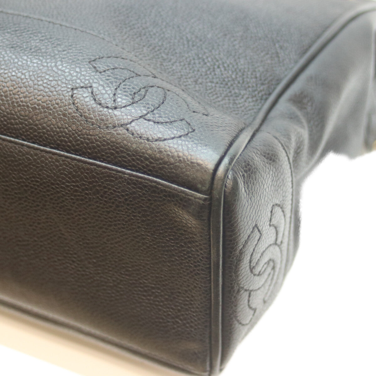 CHANEL シャネル 2番 黒 キャビア G金具 トリプルココ チェーントート トートバッグ