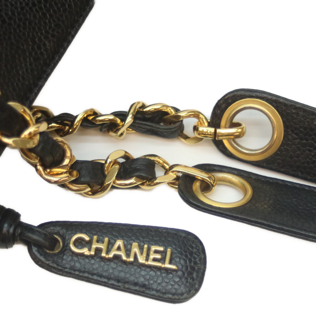 CHANEL シャネル 2番 黒 キャビア G金具 トリプルココ チェーントート トートバッグ