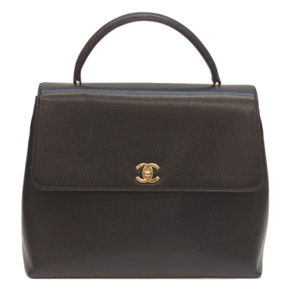 CHANEL シャネル 5番 黒 キャビア G金具 トップハンドル ハンド ハンドバッグ