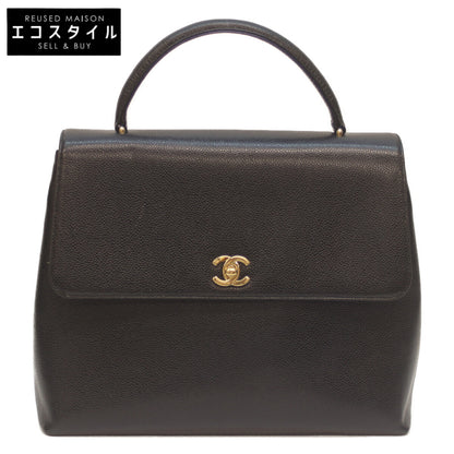 CHANEL シャネル 5番 黒 キャビア G金具 トップハンドル ハンド ハンドバッグ