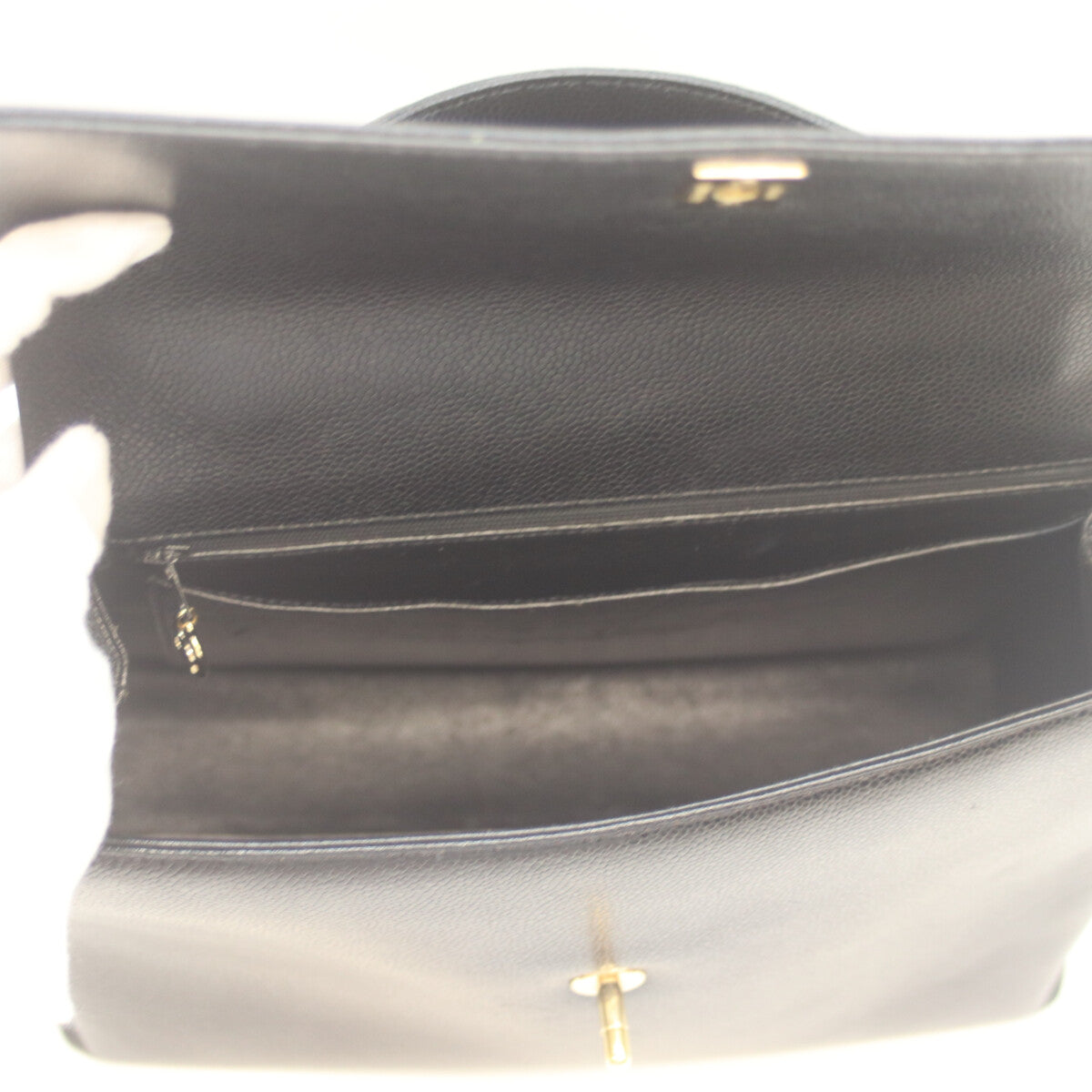 CHANEL シャネル 5番 黒 キャビア G金具 トップハンドル ハンド ハンドバッグ