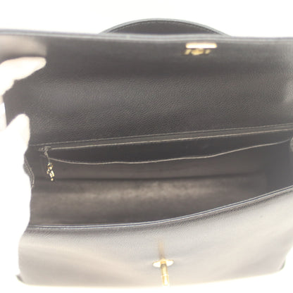 CHANEL シャネル 5番 黒 キャビア G金具 トップハンドル ハンド ハンドバッグ