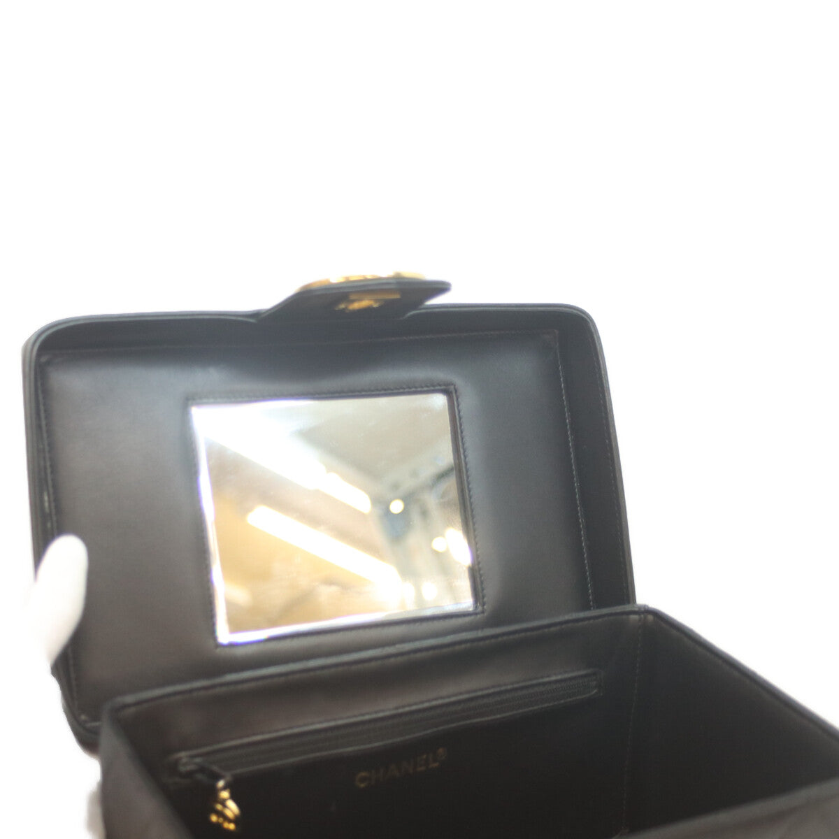 CHANEL シャネル 5番 黒 ビコローレ ラム G金具 2WAYバニティ ショルダーバッグ