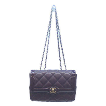 CHANEL シャネル AS5048 ボルドー ラム×パテント G金具 ミニマトラッセ20 シングルフラップバッグ ショルダーバッグ