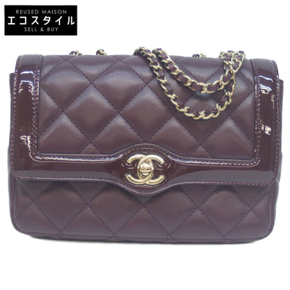 CHANEL シャネル AS5048 ボルドー ラム×パテント G金具 ミニマトラッセ20 シングルフラップバッグ ショルダーバッグ