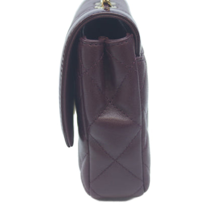 CHANEL シャネル AS5048 ボルドー ラム×パテント G金具 ミニマトラッセ20 シングルフラップバッグ ショルダーバッグ