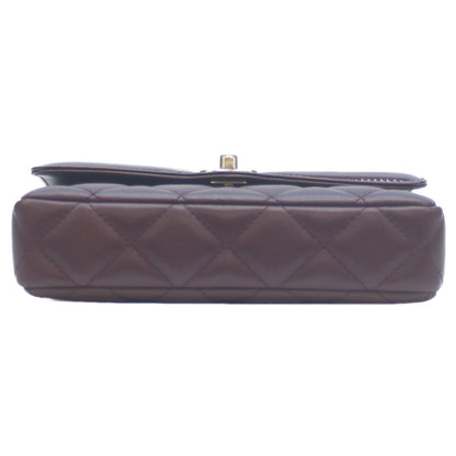 CHANEL シャネル AS5048 ボルドー ラム×パテント G金具 ミニマトラッセ20 シングルフラップバッグ ショルダーバッグ