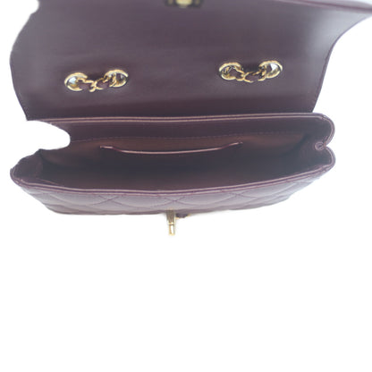 CHANEL シャネル AS5048 ボルドー ラム×パテント G金具 ミニマトラッセ20 シングルフラップバッグ ショルダーバッグ