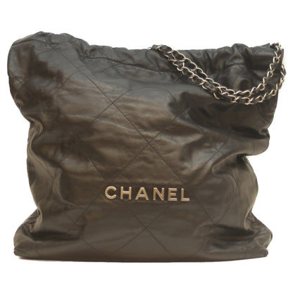 CHANEL シャネル AS3262 黒 シャイニーカーフ SV金具 シャネル22ラージ ショルダーバッグ