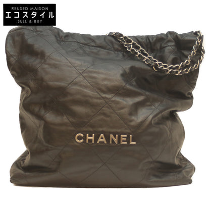 CHANEL シャネル AS3262 黒 シャイニーカーフ SV金具 シャネル22ラージ ショルダーバッグ