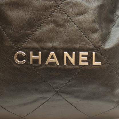 CHANEL シャネル AS3262 黒 シャイニーカーフ SV金具 シャネル22ラージ ショルダーバッグ