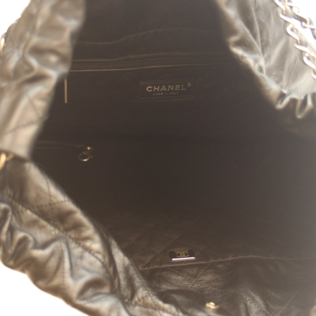 CHANEL シャネル AS3262 黒 シャイニーカーフ SV金具 シャネル22ラージ ショルダーバッグ