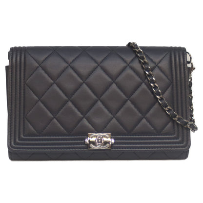 CHANEL シャネル 20番 ネイビー ラム ボーイシャネル シルバー金具 チェーンウォレット 長財布（小銭入れあり）