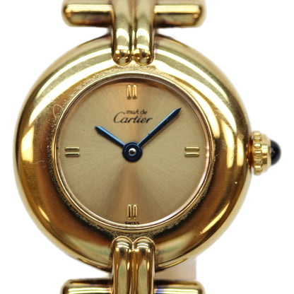 Cartier カルティエ 97年 W1008554 ﾏｽﾄｺﾘｾﾞｳﾞｪﾙﾒｲﾕ SM G文字盤 QZ 925/革 腕時計