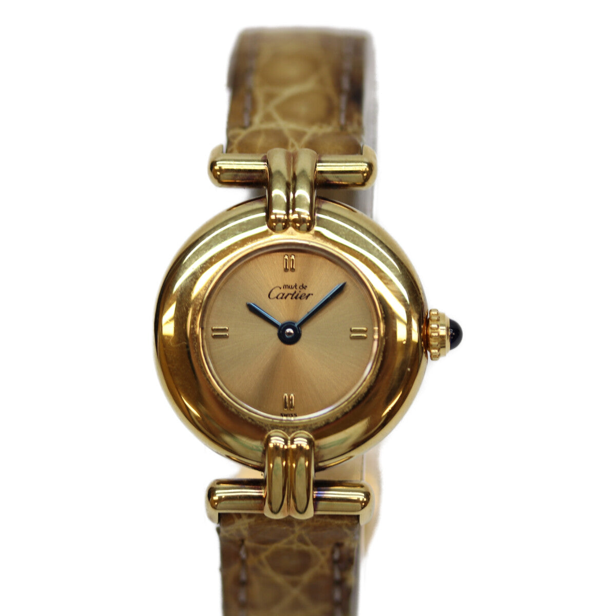 Cartier カルティエ 97年 W1008554 ﾏｽﾄｺﾘｾﾞｳﾞｪﾙﾒｲﾕ SM G文字盤 QZ 925/革 腕時計