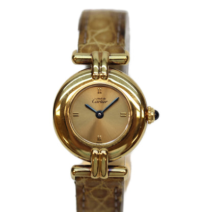 Cartier カルティエ 97年 W1008554 ﾏｽﾄｺﾘｾﾞｳﾞｪﾙﾒｲﾕ SM G文字盤 QZ 925/革 腕時計