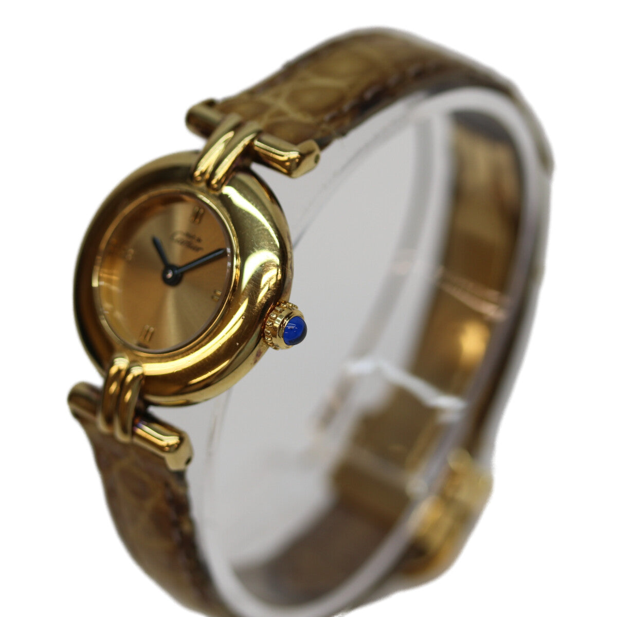 Cartier カルティエ 97年 W1008554 ﾏｽﾄｺﾘｾﾞｳﾞｪﾙﾒｲﾕ SM G文字盤 QZ 925/革 腕時計